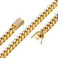 Fashion Hip Hop 10mm Gold Plated Cuban Necklace Stainless Steel Jewelry Necklace Boyfriend Gift